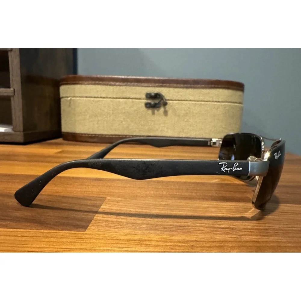 Ray-Ban RB3445 004 Sunglasses NO CASE Minor Flaws Silver Wrap Pilot Aviators